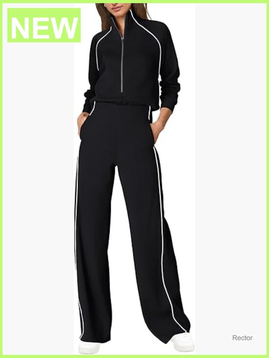 Pants - Casual Long Sleeve Jumpsuit Wide Leg Mock Neck with Pockets